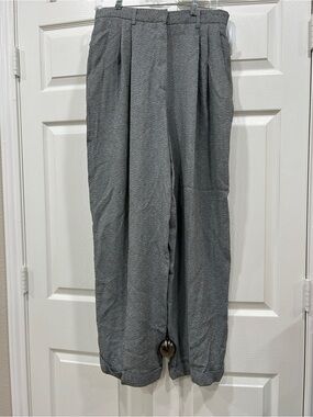 The Limited Dark Gray/White Wide-Leg Pleated Trousers